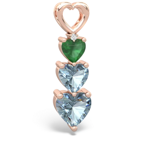 Emerald Genuine Emerald with Genuine Aquamarine and  Past Present Future pendant Pendant