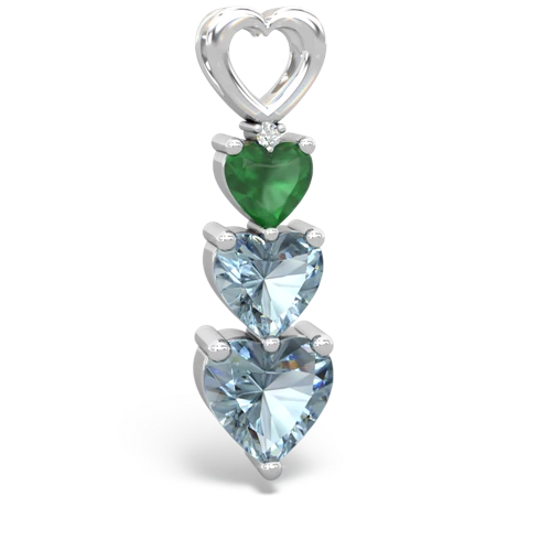 Emerald Genuine Emerald with Genuine Aquamarine and Genuine Swiss Blue Topaz Past Present Future pendant Pendant