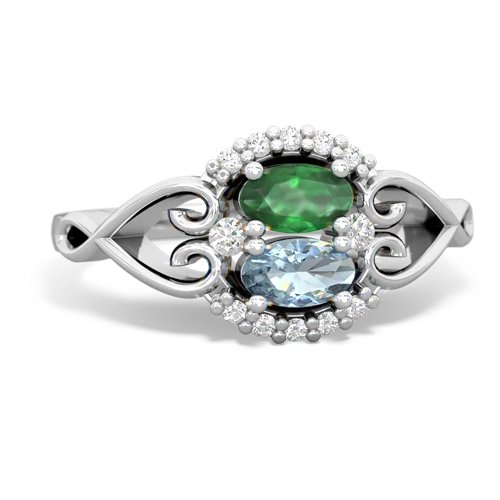 emerald-aquamarine antique keepsake ring