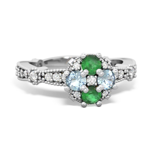 emerald-aquamarine art deco engagement ring