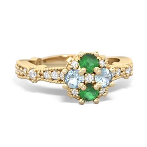 emerald-aquamarine art deco engagement ring