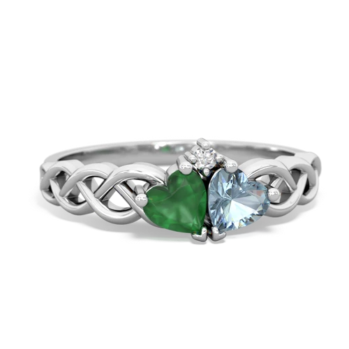 emerald-aquamarine celtic braid ring