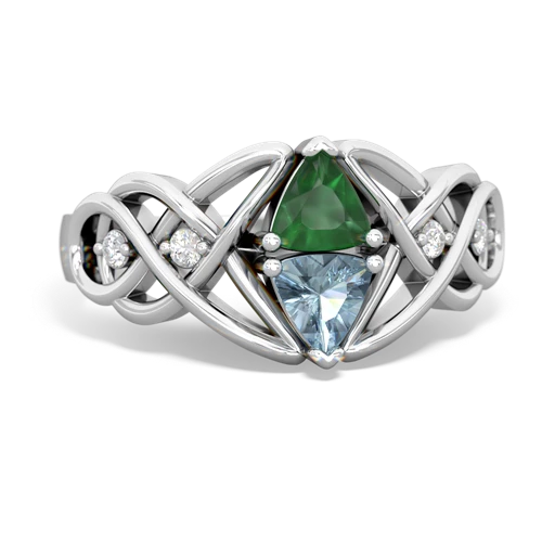 emerald-aquamarine celtic knot ring