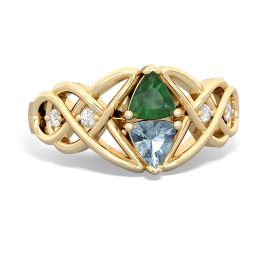 emerald-aquamarine celtic knot ring