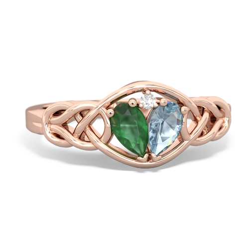 Emerald Genuine Emerald with Genuine Aquamarine Celtic Love Knot ring Ring