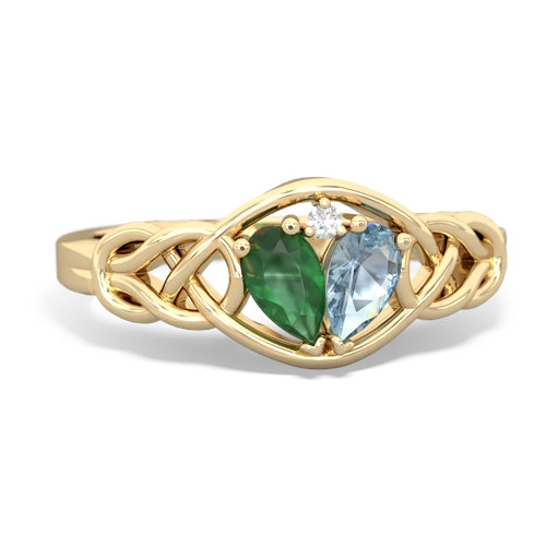 Emerald Genuine Emerald with Genuine Aquamarine Celtic Love Knot ring Ring