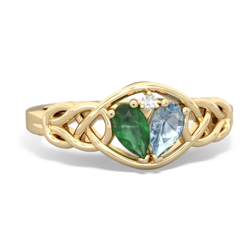 emerald-aquamarine celtic knot ring