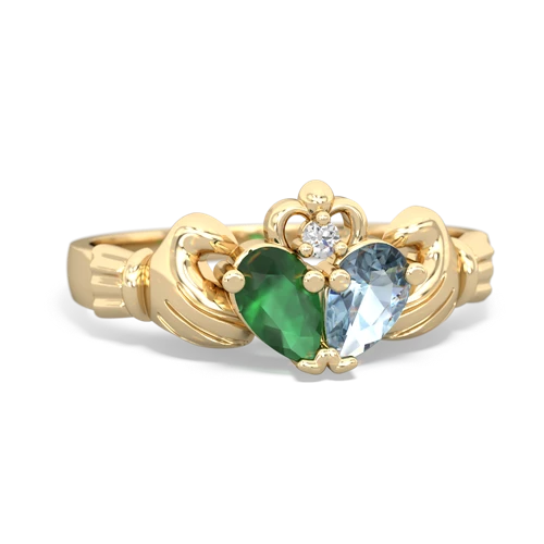 Emerald Genuine Emerald with Genuine Aquamarine Claddagh ring Ring