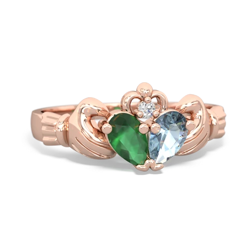 emerald-aquamarine claddagh ring