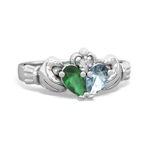 emerald-aquamarine claddagh ring