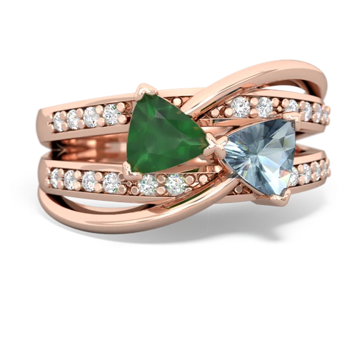 Emerald Genuine Emerald with Genuine Aquamarine Bowtie ring Ring