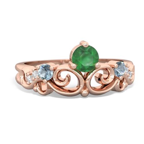 Emerald Genuine Emerald with Genuine Aquamarine and  Crown Keepsake ring Ring