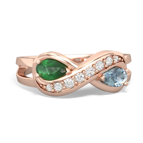 emerald-aquamarine diamond infinity ring
