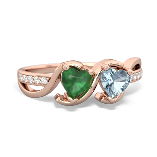 Emerald Genuine Emerald with Genuine Aquamarine Side by Side ring Ring