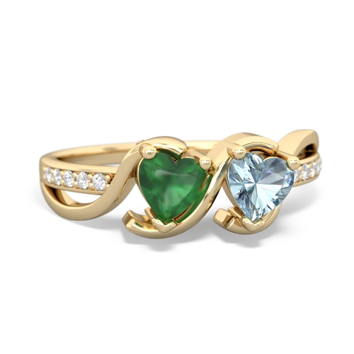 Emerald Genuine Emerald with Genuine Aquamarine Side by Side ring Ring