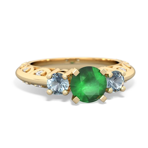 Emerald Genuine Emerald with Genuine Aquamarine Art Deco ring Ring