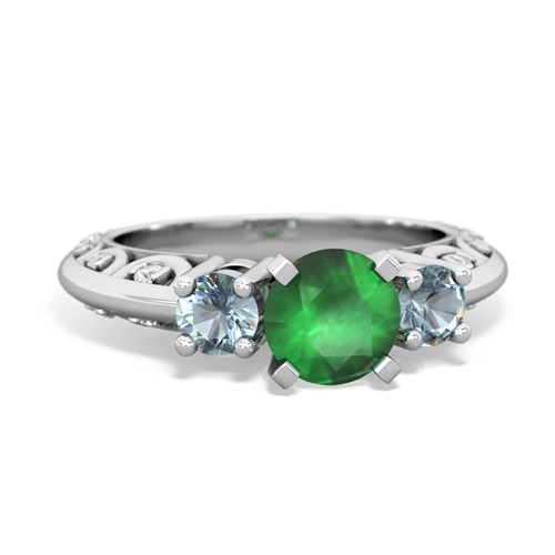 emerald-aquamarine engagement ring