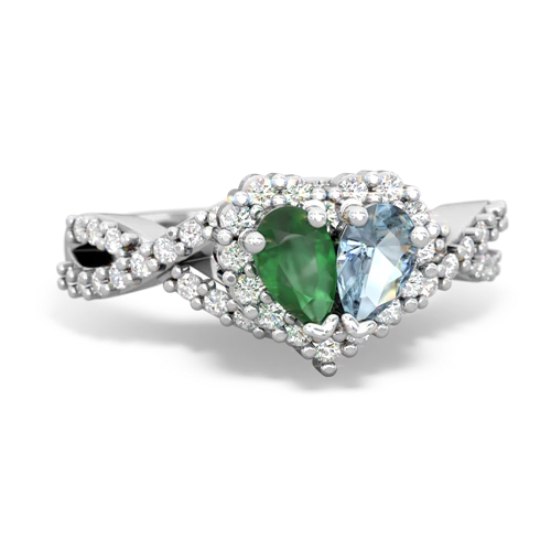 emerald-aquamarine engagement ring