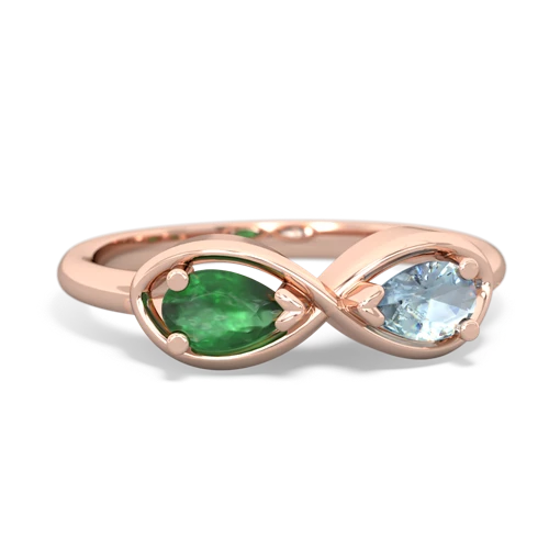 Emerald Genuine Emerald with Genuine Aquamarine Infinity ring Ring