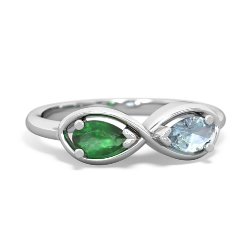 emerald-aquamarine infinity ring