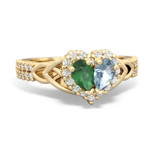 Emerald Genuine Emerald with Genuine Aquamarine Celtic Knot Engagement ring Ring