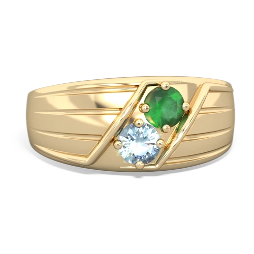Emerald Genuine Emerald with Genuine Aquamarine Art Deco Men's ring Ring