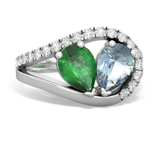 emerald-aquamarine pave heart ring