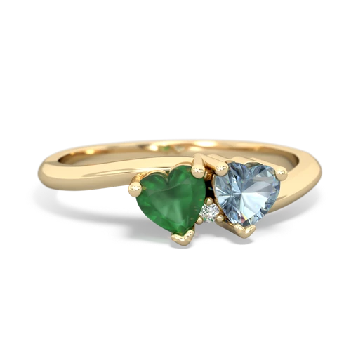 Emerald Genuine Emerald with Genuine Aquamarine Sweetheart's Promise ring Ring