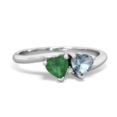 emerald-aquamarine sweethearts promise ring