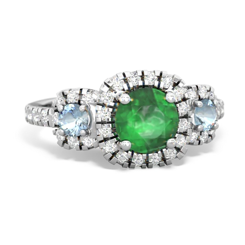 emerald-aquamarine three stone regal ring