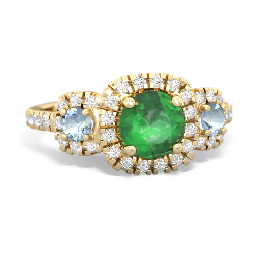 emerald-aquamarine three stone regal ring