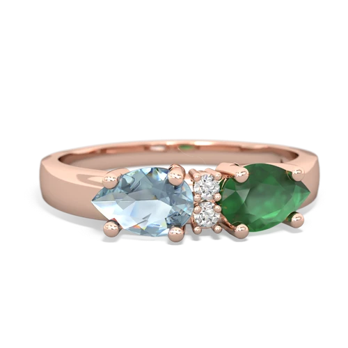 Emerald Genuine Emerald with Genuine Aquamarine Pear Bowtie ring Ring