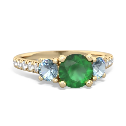 Emerald Genuine Emerald with Genuine Aquamarine and  Pave Trellis ring Ring