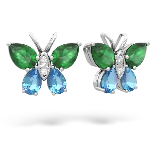 emerald-blue topaz butterfly earrings