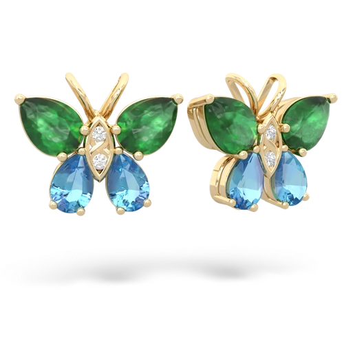 emerald-blue topaz butterfly earrings