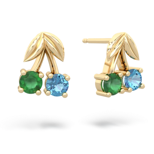 emerald-blue topaz cherries earrings