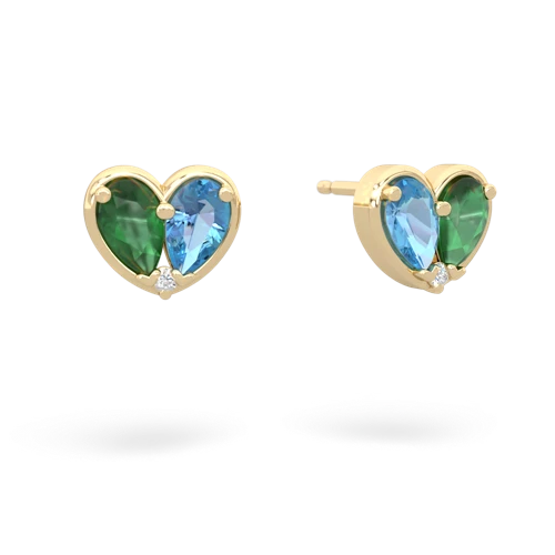 emerald-blue topaz one heart earrings