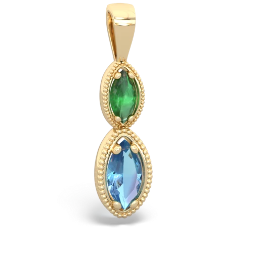 emerald-blue topaz antique milgrain pendant