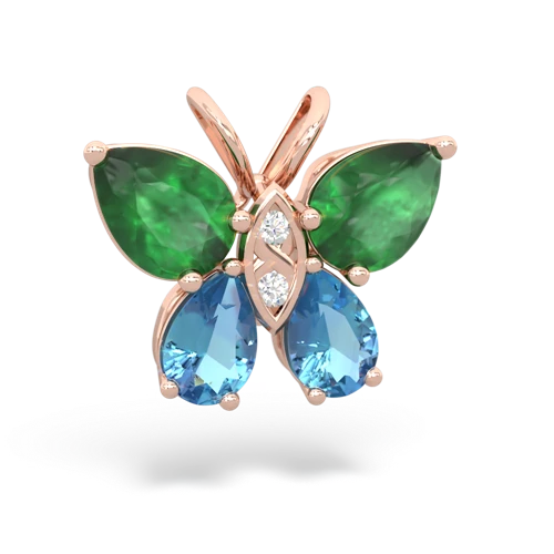 emerald-blue topaz butterfly pendant