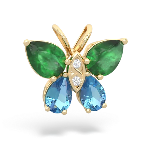 emerald-blue topaz butterfly pendant