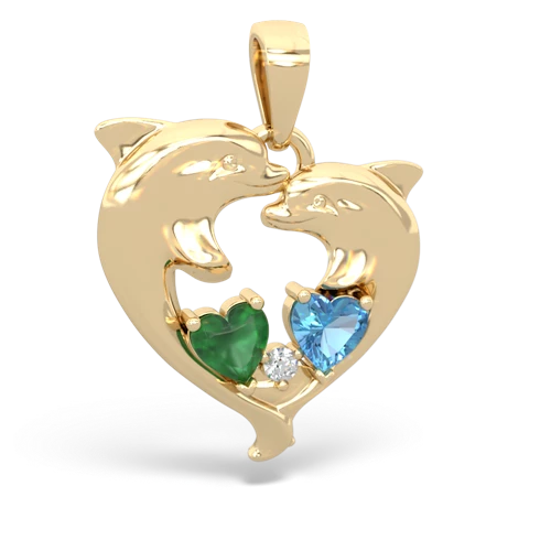 emerald-blue topaz dolphins pendant