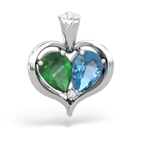 Emerald Genuine Emerald with Genuine Swiss Blue Topaz Two Become One pendant Pendant