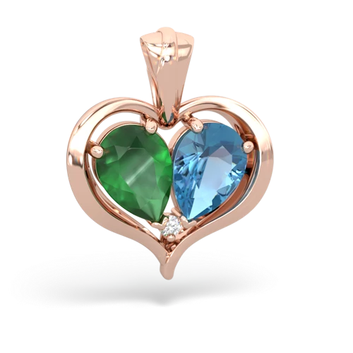 emerald-blue topaz half heart whole pendant