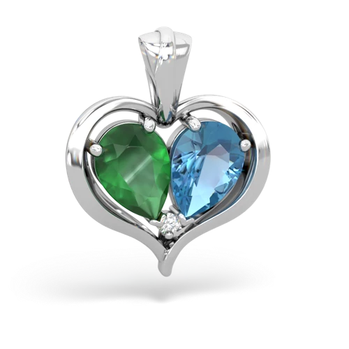 emerald-blue topaz half heart whole pendant