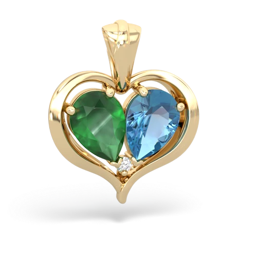 emerald-blue topaz half heart whole pendant