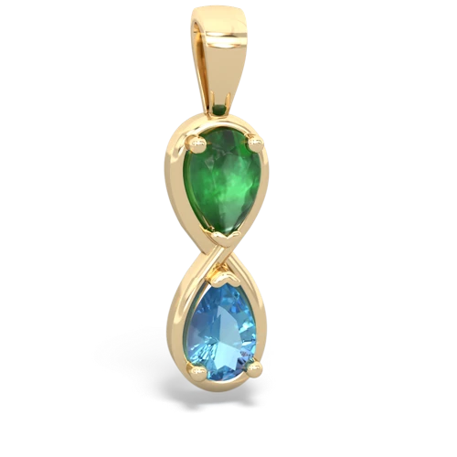 Emerald Genuine Emerald with Genuine Swiss Blue Topaz Infinity pendant Pendant