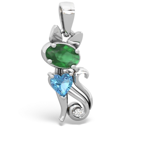 emerald-blue topaz kitten pendant