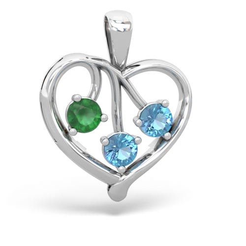 emerald-blue topaz love heart pendant