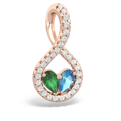 Emerald Genuine Emerald with Genuine Swiss Blue Topaz PavÃ© Twist pendant Pendant
