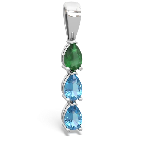 emerald-blue topaz three stone pendant